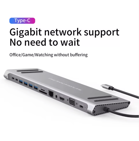 USB-C docking station on desk setup