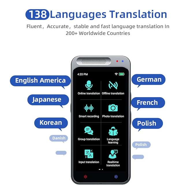AI translator device screen close-up