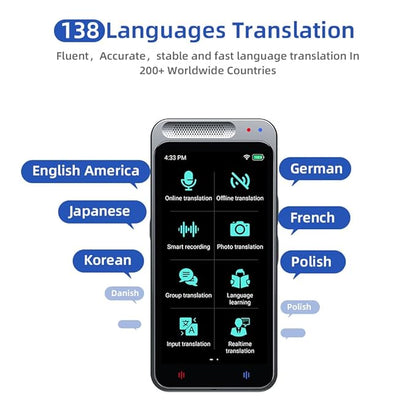 AI translator device screen close-up