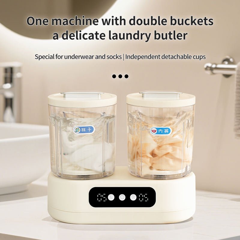 Double-Bucket Mini Washing Machine side view