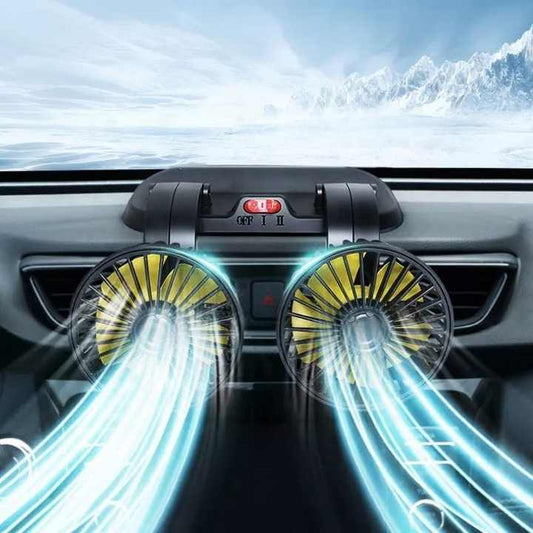 Double headed vehicle fan main view
