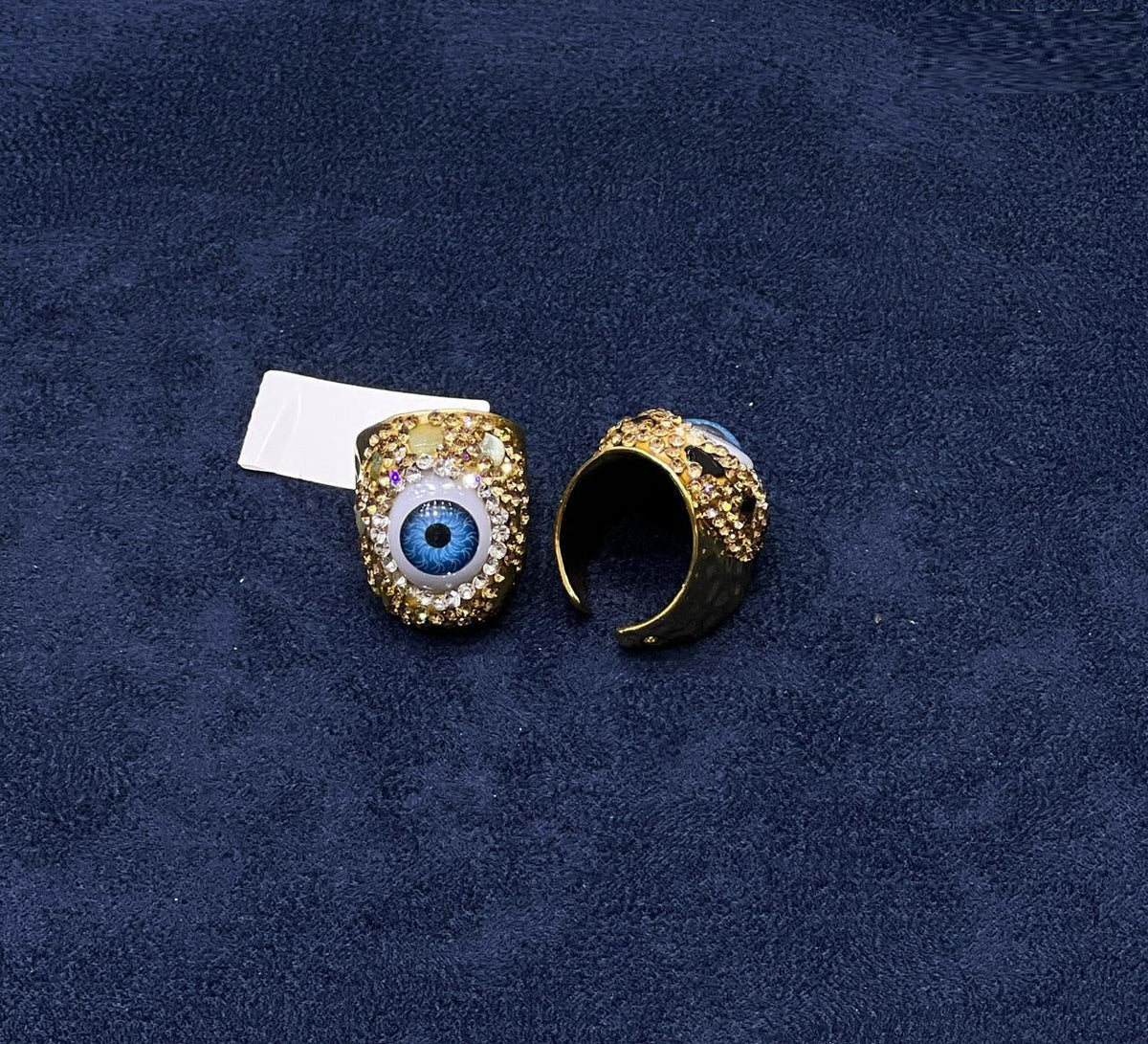 Evil Eye Crystal Statement Ring close-up