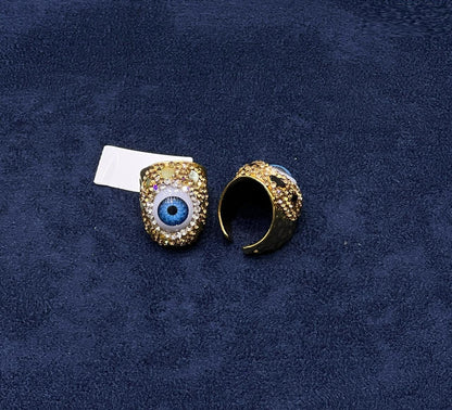 Evil Eye Crystal Statement Ring close-up