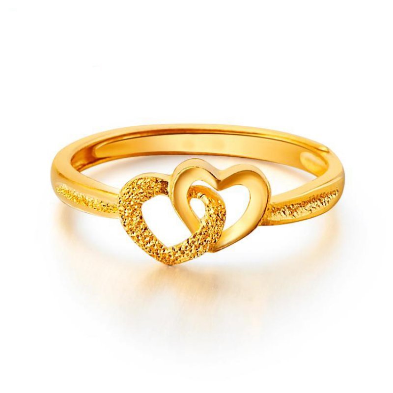 Gold Plated Retro Heart Ring worn on hand