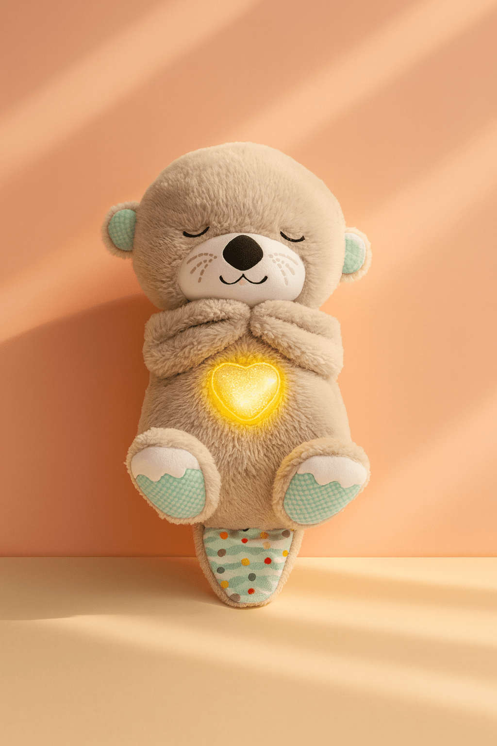 Heartbeat & Light-Up Belly Bear plush baby toy