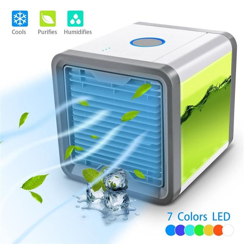 Personal cooling fan blue-green LED light
