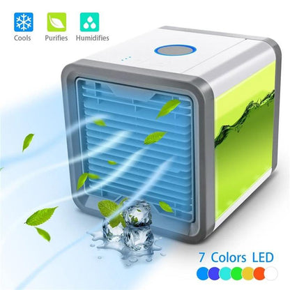 Personal cooling fan blue-green LED light