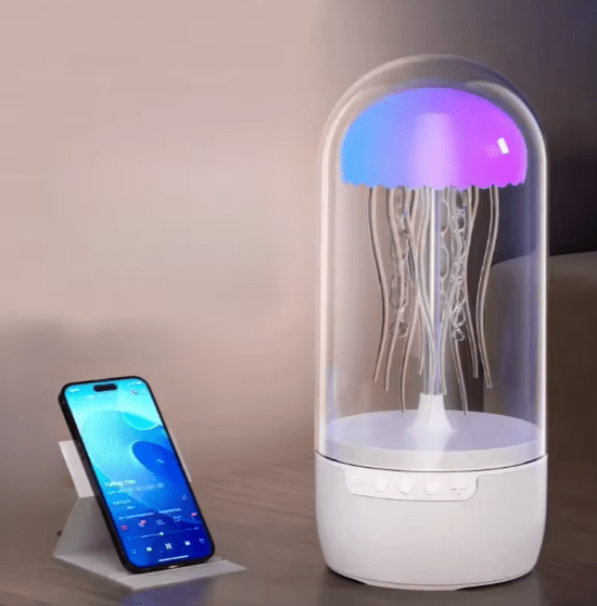 Jellyfish Bluetooth speaker in a dark room