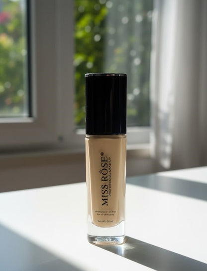 Miss Rose Liquid Foundation bottle in Sand shade