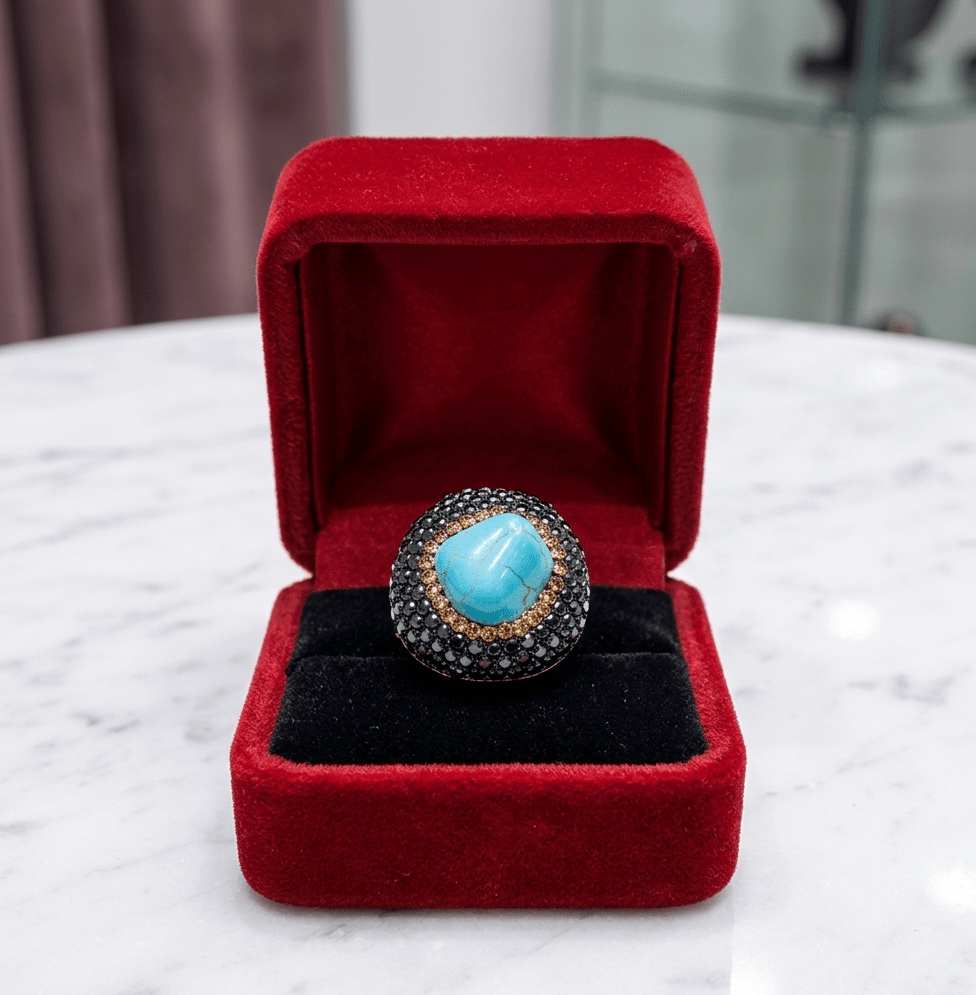 Turquoise Crystal Dome Statement Ring