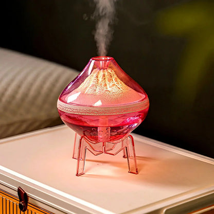 Volcano lamp humidifier with colour-changing LED light