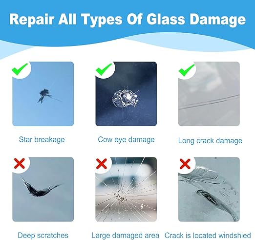 Windshield crack repair kit contents