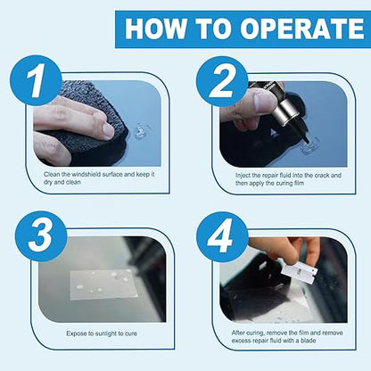 Windshield crack repair kit application