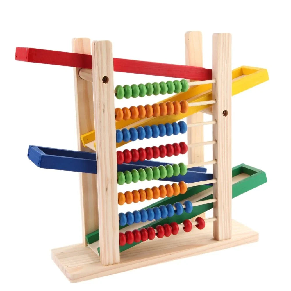 Wooden Abacus & Car Slide Learning Toy car slide feature